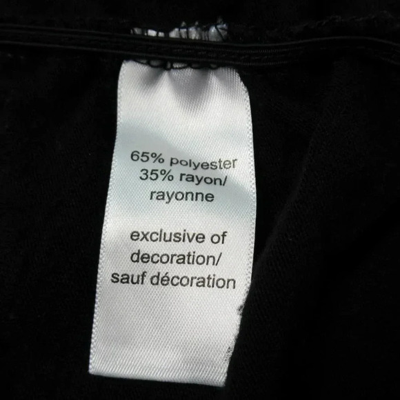 Maurices Top Burnout Tee Rhinestone Embellished Black Silver Sheer Long Sleeve - Picture 7 of 8